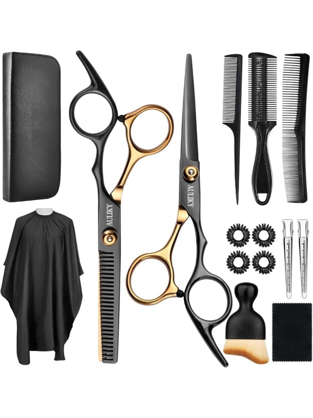 Professional Hair Cutting Scissors Set - 15 Pcs Stainless Steel Shears for Salon